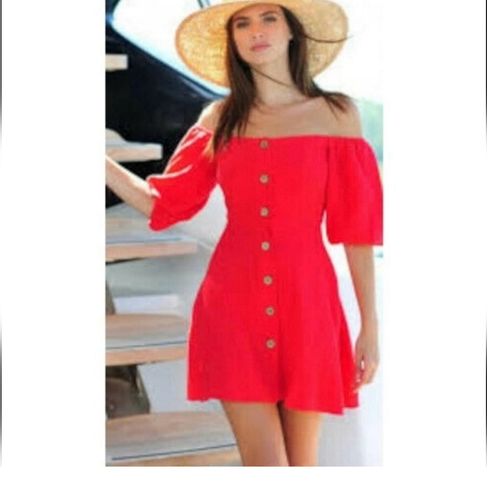 Elegant Red Off-Shoulder Dress